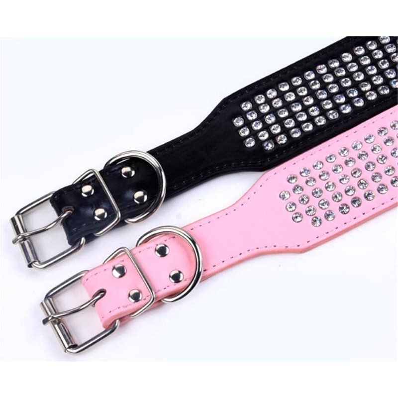 Serijoars Rhinestones Dog Collars, 2" Width Full Sparkly Crystal Diamonds