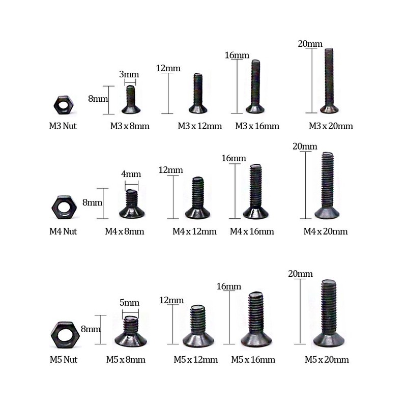 Hilitchi 460-Pcs M3 M4 M5 Hex Socket Flat Head Countersunk