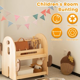 2Pcs Pennant Banner 2.6M Multicolor Bunting Cotton Triangle Flag Hanging Bunting Washable Nursery Flag Banner Colorful Pennant Banner for Party Classroom Garden Corridor Decor (Style B)