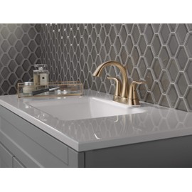 Delta Faucet Lahara Gold Bathroom Faucet, Centerset Bathroom Faucet, Diamond Seal Technology, Metal Drain Assembly, Champagne Bronze 2538-CZMPU-DST