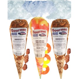 Almonds (2) Cinnamon Roasted (1) Juicy Jumbo Peach Rings (NET WT 20 OZ) Gourmet Kruise Signature Gift Bags