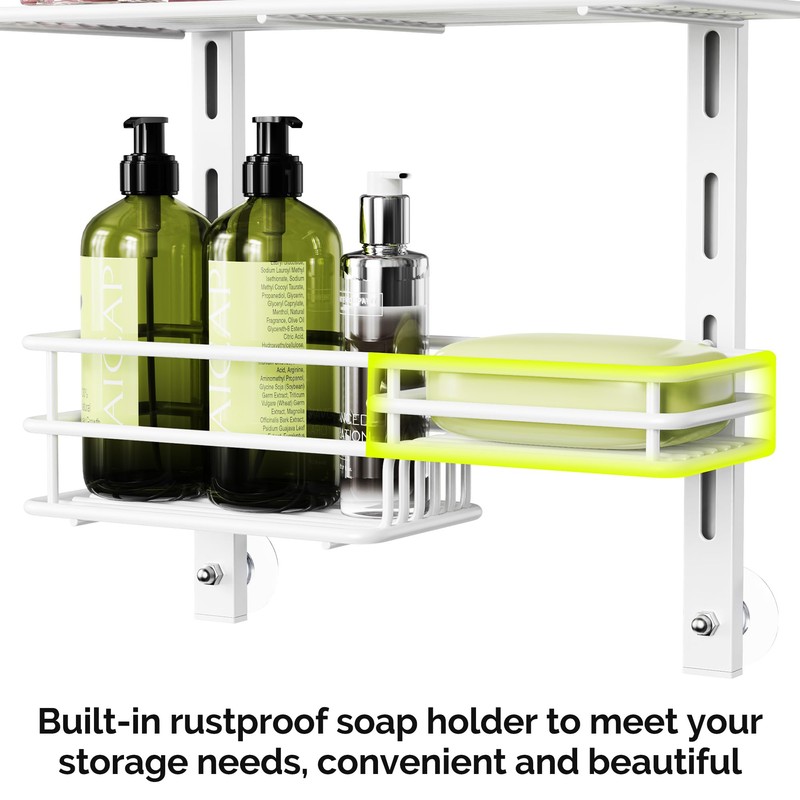 Orimade Over The Door Shower Caddy Adjustable 4 Tier White,Bathroom