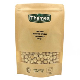 Organic Roasted Hazelnuts 500g - Whole Hazelnuts, No Additives or Preservatives - Vegan, GMO-Free, Certified Organic - Delicious and Nutritious Snack - Thames Organic