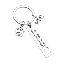 New Home New Adventure, First Home Gifts Keyring for Men Friendship Gifts for Women Stainless Steel Keyring Housewarming Gifts 2022 New Year Gifts Pair, Keychain