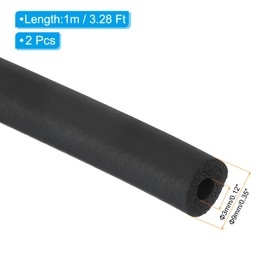 PATIKIL 3mm ID x 9mm OD x 1m Long Pipe Insulation Foam Tube, 2pcs Pipe Cover Wrap Roll EPDM Bar Tubing for Handle Grip Guitar Stand AC Units, Exercise Machine Handle, Black