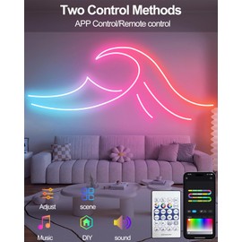 Smart Neon Rope Lights USB, 16.4Ft RGB LED Rope Lights Color Changing with APP Control, Outdoor Neon Strip Lights Waterproof DIY Flexible Music Sync for Gaming Room Living Room Indoor Decor