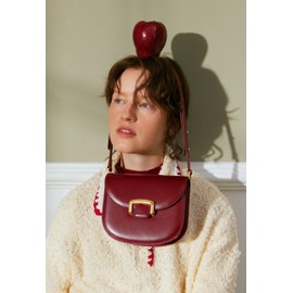 LAFESTIN Small Split Leather Crossbody Purses For Women with Adjustable Strap Shoulder Handbags with Credit Card Slot - Cherry Red