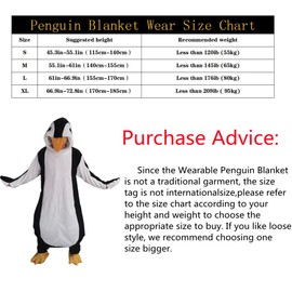 Wearable Penguin Blanket Hoodie Sleeping Bags for Men Women Teens Super Soft Warm Cozy Flannel Fleece Blanket Penguin Gifts(M,Cosplay Penguin)
