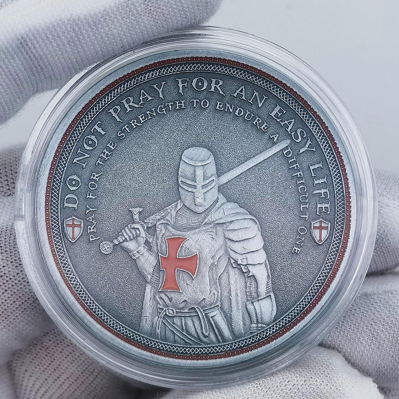 Knights Templar Motivational Challenge Coins Christian Red Cross Religious Collection