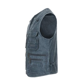 Hbufnha Casual Denim Vest Men's Outdoor Vest Jacket with 16 Pockets Summer Travel Work Cargo Outerwear 02-BL-L