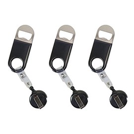 Retractable Flat Beer Bottle Opener with Belt Clip for Bartenders,Waiter (Black 3-Pack)