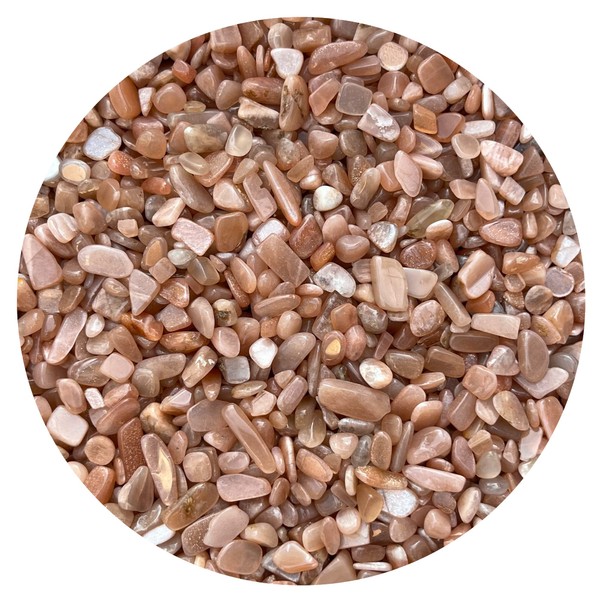 GAF TREASURES 0.5 Pound Natural Semi Tumbled Gemstone Chips, Crushed Mini Crystals, Undrilled Crystal Chips (Multi Peach Moonstone)
