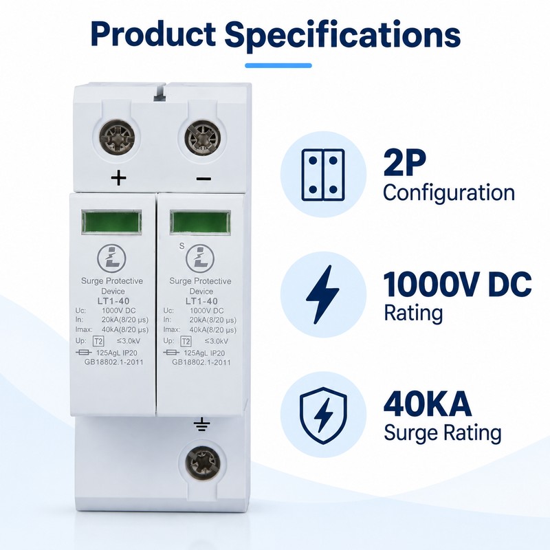 DC Photovoltaic Surge Protective Device 2P 40KA 1000V – Electrical