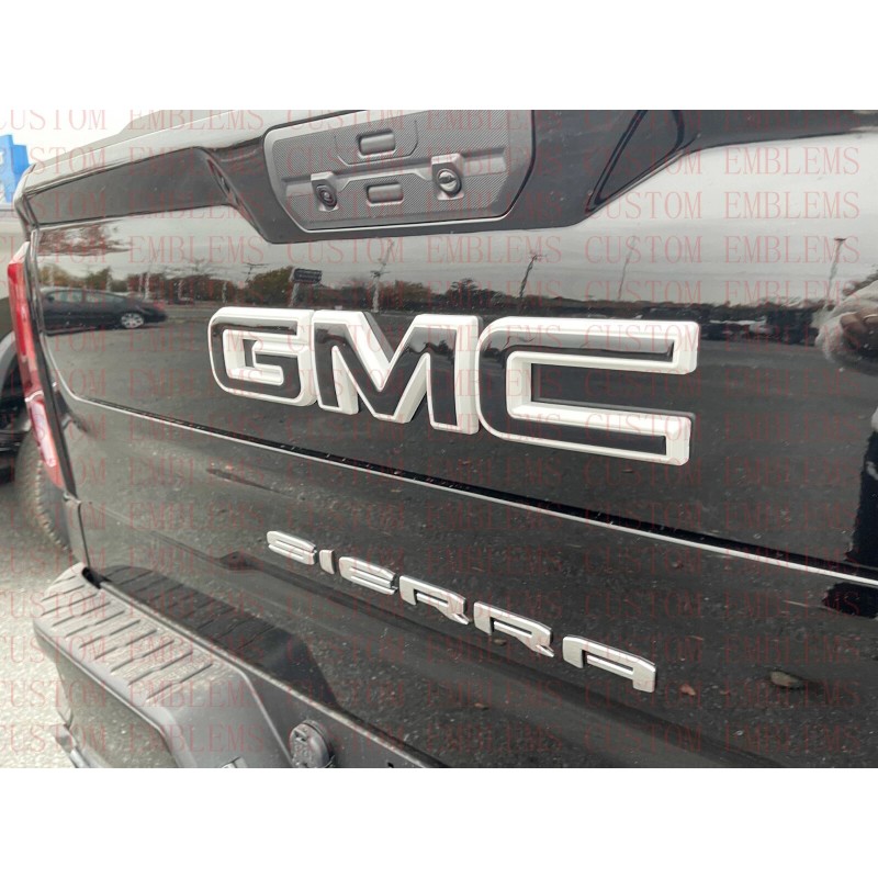 Auto Rear GMC Black White Emblem Overlay 2019-2022 Sierra 1500