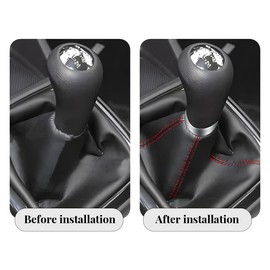 LKAHG Car Gear Shift Boot Cover, Automotive Gear Shift Boot Shifter Knob Dust Cover, Vehicle Interior Leather Gear Lever Gaiter Stick Protector Accessories, Universal for RV, SUV, Truck (Red)