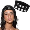 Aushamtai Grommet Headband Hollow Out Eyelets Headband Goth Elastic Mental