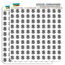 Dollar Sign White and Black 1/2" (0.5") Planner Calendar Scrapbooking Crafting Stickers - Opaque
