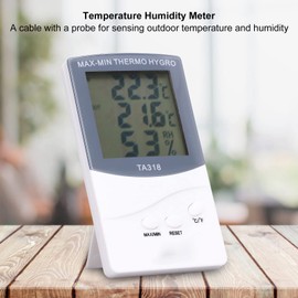 Digital Hygrometer Thermometer, Indoor & Outdoor Temperature Monitor, Temp Humidity Meter, 25% RH to 98% RH, 50 to 70℃, LCD Display, with Probe