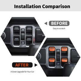 RT-TCZ Center Console Window Button Switch Trim Cover Decoration Interior Accessories for Jeep Wrangler JL JLU & Gladiator JT 2018-2024 Aluminum Alloy,Orange