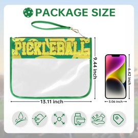 Pickleball Bags for Women Pickleball Accessories Makeup Cosmetic Bags Chenille Letter Clear Zipper Toiletry Pouch