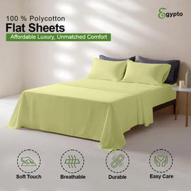 Egypto Easy Care Luxury Bedding King Size Flat Sheet – Breathable & Hypoallergic Flat Sheets – Shrinkage & Fade Resistant Flat Bed Sheet Lemon