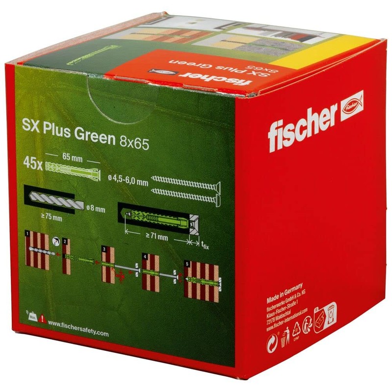 fischer Expansion dowels SX Plus Green 8 x 65, box
