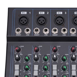 Audio Mixer, Portable Bluetooth Multimodal High Precision Sound Board, 7-Channel 3-Band Equalization Dj Mixer with Lcd Display, Music Sound Mixer for Conferences Stage Performances etc