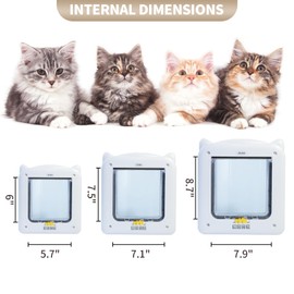 ZUAGI 4 Way Locking Cat Door Fot Cats Up to 17.64 lbs（Outer Size：11.4‘’x9.84‘’，Inter Size：7.5''x7.1''），Easy Set Up，Weatherproof Magnetic pet Door，Suitable for Window Glass etc