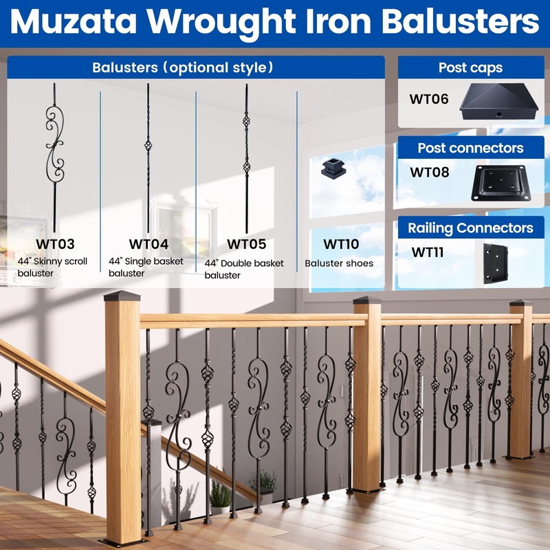 Muzata 4Pack 4"×4" Wood Post Plate Connector Deck Post Base