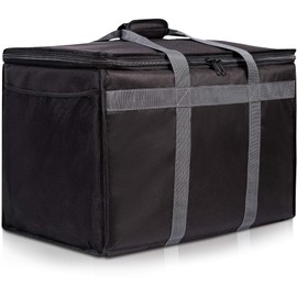 Insulated Commercial Food Delivery Bag with Side Pockets - Professional Food Warmer Portable Catering Hot Cold Meals - Thick Insulation Cooler for Grocery Shopping - 23 inches x 15 inches x 14 inches