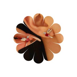 Xmsrn Vintage Crystal Ruby Earrings Ruby Bird Stud Earrings Gold Rhinestone Bird Earrings Gold Statement Earrings for Women