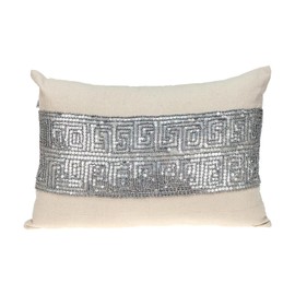HomeStock Rustic Revival Transitional Style Throw Pillow, Modern Decorative Throw Pillows for Accent Furniture, Throw Pillow Home Decor Beige and Silver