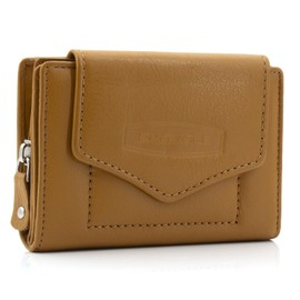 ekavale Women's Wallet with Push Button Flap RFID Soft Leather, curry, Classic