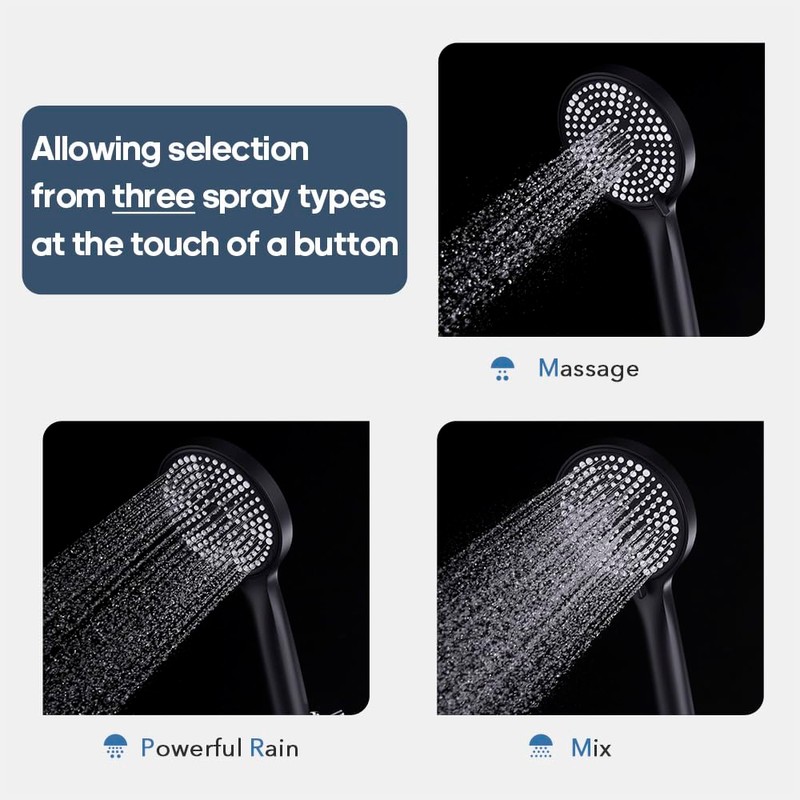 Decaura 3-Mode Handheld Shower Head with 150cm Shower Hose Luxury