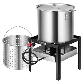 VIVOHOME 65 Qt. Seafood Boil Pot with 45 Qt. Basket and 110,000 BTU Propane Burner Stand for Crawfish Crab Shrimp Lobster