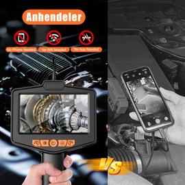Anhendeler 50FT Endoscope Camera with Light, 4.3" IPS Screen Borescope Camera, IP67 Waterproof, Snake Camera for Automotive, Pipe, Wall (50FT)