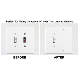 2 Gang Metal Combination Switch Plate, 1 Blank with 1 Toggle Style Opening Combo Switch Cover Plate, Two Gang White Blank and Toggle Wall Plate - White - UL Listed, 4.5" x 4.5" - Made in USA