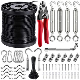 zycBernoi Bernoi String Light Suspension Kit, Outdoor Light Guide Wire, 170FT Coated Stainless Steel 304 Wire Rope, String Light Hanging Kits, Light Hanging Kit