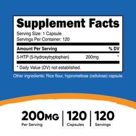 Nutricost 5-HTP 200mg, 120 Vegetarian Capsules (5-Hydroxytryptophan) - Non-GMO & Gluten Free