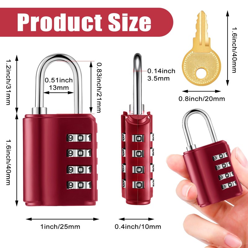 Kenning 10 Pcs Combination Padlock 4 Digit Combination Lock with
