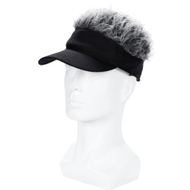 YORM Wig Sun Visor, Golf, Fishing, Competition Prize, Joke Visor, Flare Visor, Outdoor Fishing, black-a, 57.0–60.0 cm