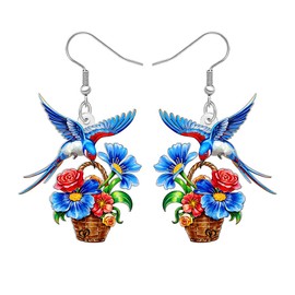 DUOWEI Acryl niedlich bunte Vogel baumeln Ohrringe Spaß Natur inspiriert Tier Frühling Sommer hängend Schmuck für Damen Mädchen Vögel Liebhaber Geschenke Charms (Multi)