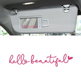 Hello Beautiful Rearview Mirror Decal, Car Mirror Stickers, Self Affirmations Decal, Car Accessories Vanity Mirror Stickers Universal for Door Window Mirror Water Bottle (Pink)