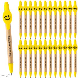 50 Pcs Employee Appreciation Gifts Inspirational Pen Motivational Ballpoint Smile Face Pen You Are Awesome Gift Pen for Students Coworker Employee Staff