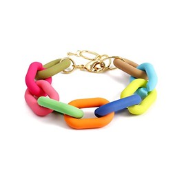 CONRAN KREMIX Colorful Rainbow Bracelet Resin Chain Chunky Acrylic Bracelet For Women Neon Plastic Jewelry