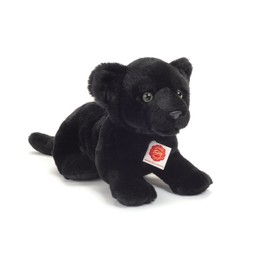 Teddy Hermann 90475 Panther Baby Lying Down 30 cm, Cuddly Toy, Plush Toy with Recycled Filling