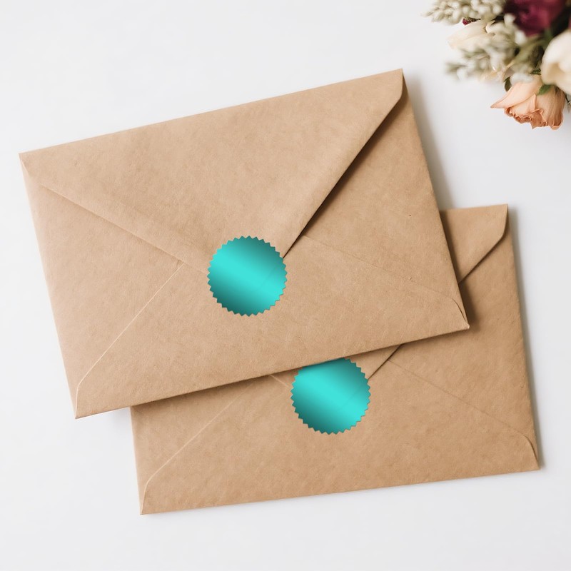 300 Pcs Embossing Stickers - 2'' Green Stickers for Envelopes