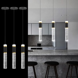 3-packs Pendant Lighting for Kitchen Island Mini Chandeliers Crystal Dining Room Hanging Lights LED Dimmable Drop Lights Ceiling Lighting Fixture Kitchen Sink Light Bathroom Bedroom 2700K 6000K