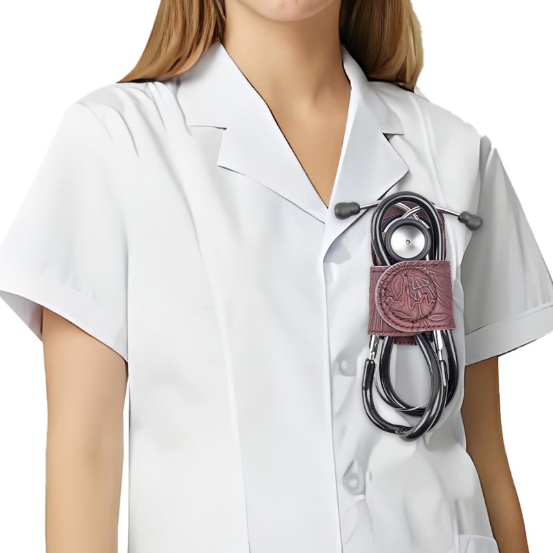 Mtzmy PU Leather Stethoscope Holder with Clip for All Models: