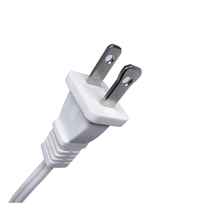 Short Extension Cord 1 Ft, White 2 Prong, 18 AWG